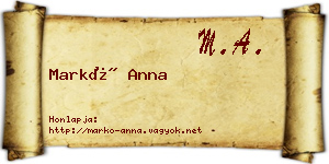 Markó Anna névjegykártya